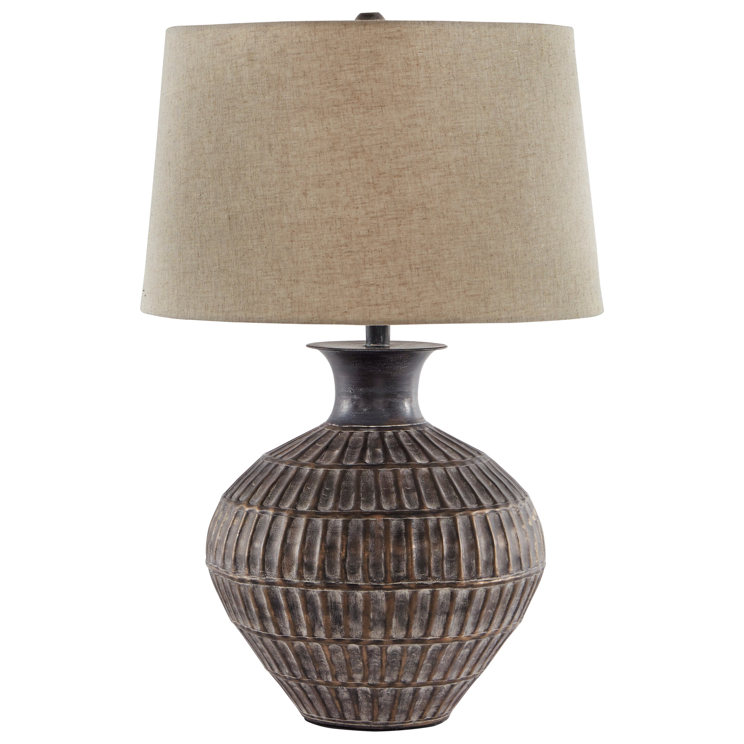 Benchcraft Lamps Casual 100917 Magan Antique Bronze Finish Metal Table Lamp Virginia Furniture Market Table Lamps
